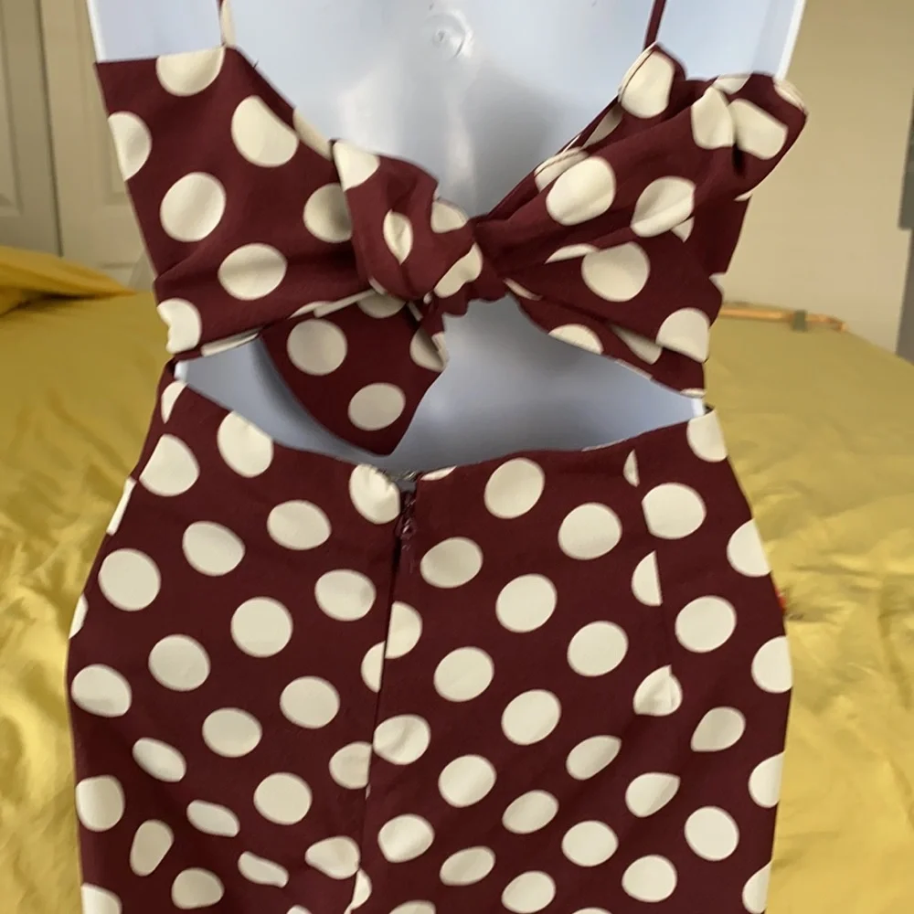 White polkadot romper with open tie back - Picture 9 of 16